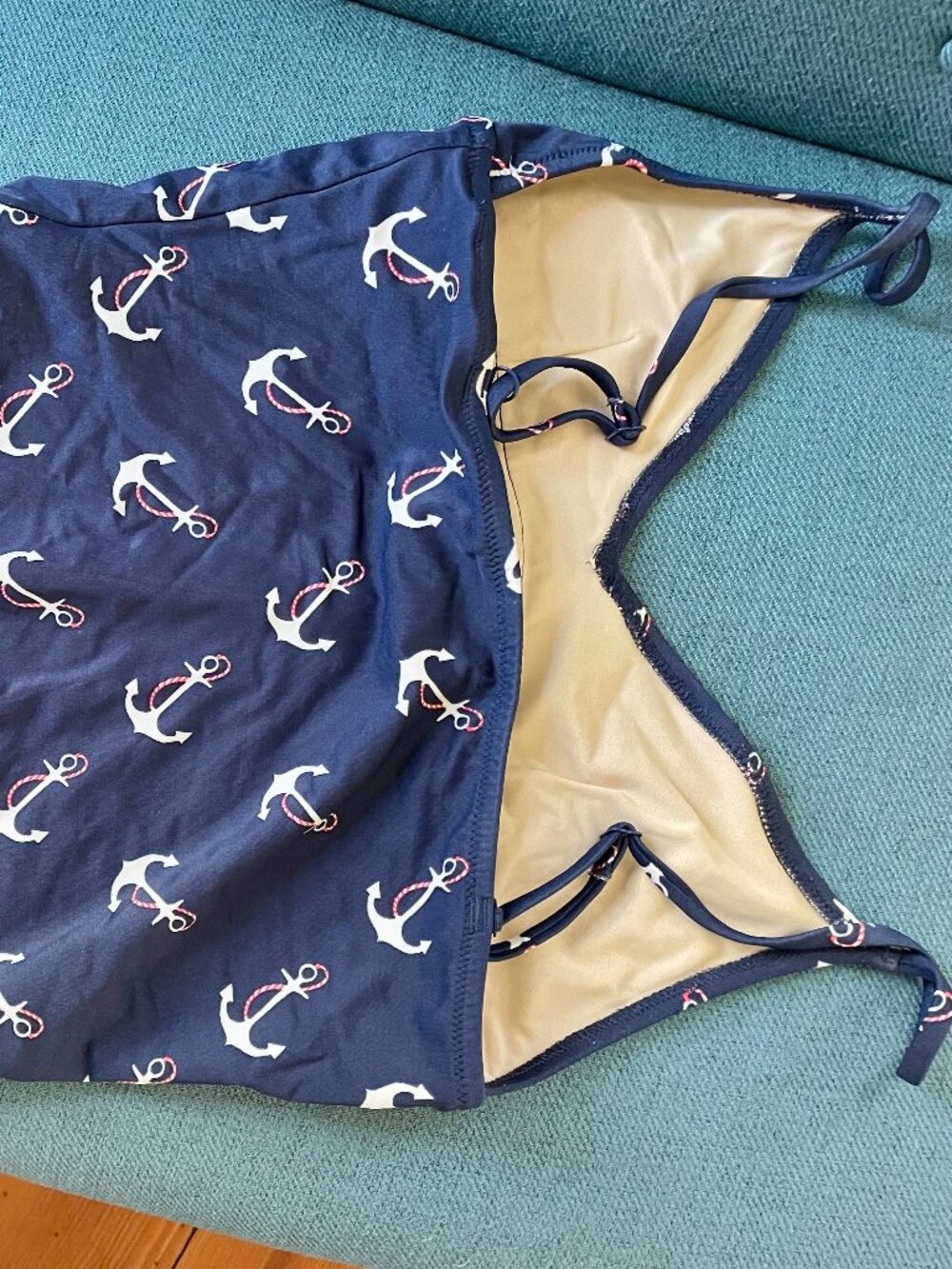 J. CREW Navy One-Piece Swimsuit with Anchor Print MEDIUM - Picture 5 of 6
